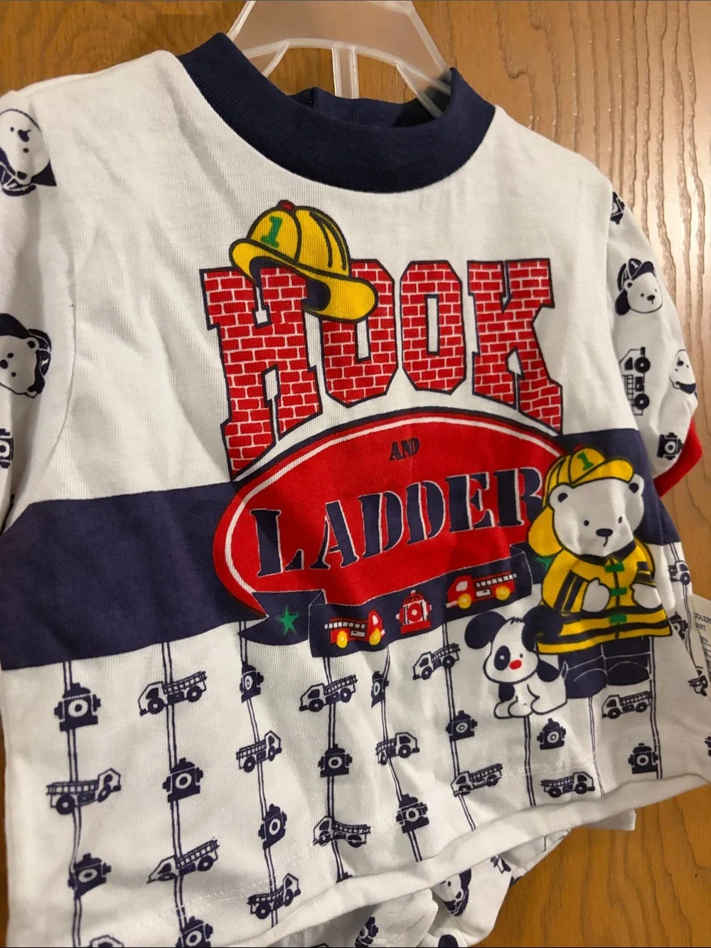 Peek A‎ Babe NWT Vintage Hook and Ladder Firefighter Bear Baby Set 18M